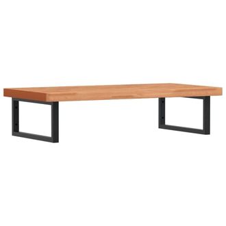 Berkfield Home Basin Shelf Wall Mounted Steel & Solid Wood Beech in Brown