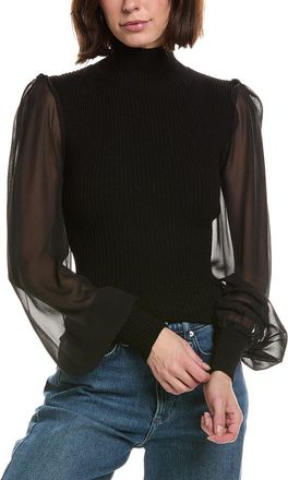 Frame Denim Frame The Sheer Sleeve Wool & Silk Top