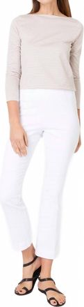 Ann Mashburn Faye Flare Cropped Pant In White Garment-Dyed Stretch Twill