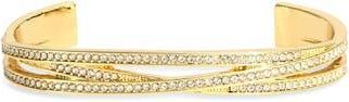 BaubleBar Pav&eacute; Crystal Crisscross Bar Cuff Bracelet in Gold/Clear at Nordstrom Rack