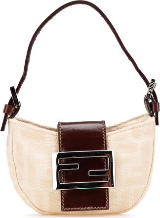 Fendi Pre-owned Womens Baguette Mini Shoulder Bag - Ivory Textile - One Size