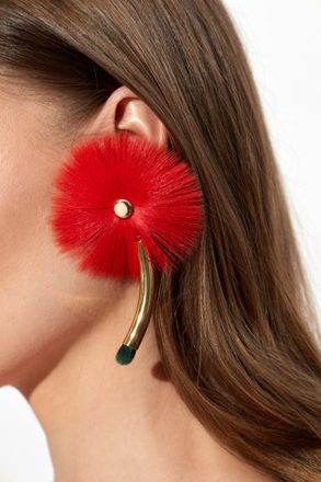 Issey Miyake Earrings With Floral Motif, Womens, Red