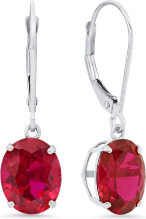 MAX + STONE 14k Yellow or White Gold 8x10mm Oval Gemstone Dangle Earrings with Leverbacks