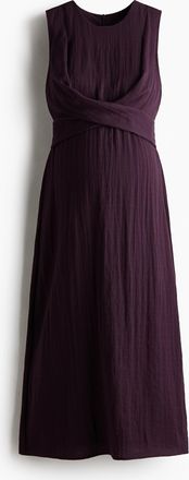 H&M MAMA Stillkleid mit Bindeb&auml;ndern - Dunkles Pflaumenlila