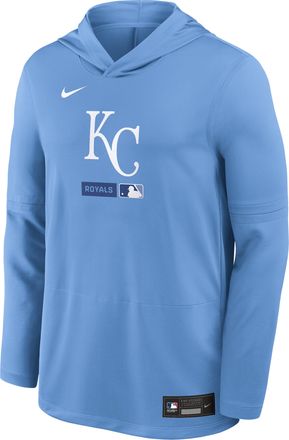 Nike Kansas City Royals Authentic Collection Nike Mens Dri-FIT MLB Long-Sleeve Hooded Top in Blue | 03B94EYROY-S9Q