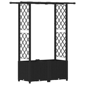vidaXL Cama Elevada Con Trellis Y Techo Negro 124,5 X 40 X 138 Cm Pp Vidaxl