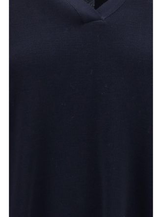 Ella Womens Wool Polo Sweater Navy Blue Merino Tops