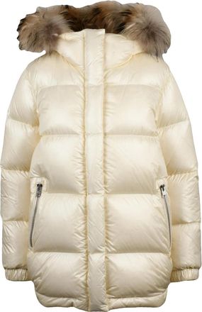 Woolrich White Aliquippa Fur Trim Polyamide Down Parka