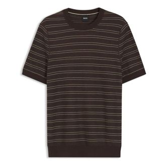 HUGO BOSS Truien & Vesten, Heren, Bruin, M, Katoen, H-Nalon Trui met korte mouwen