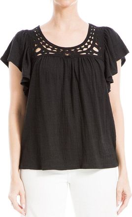 Max Studio Flutter Sleeve Embroidered Top