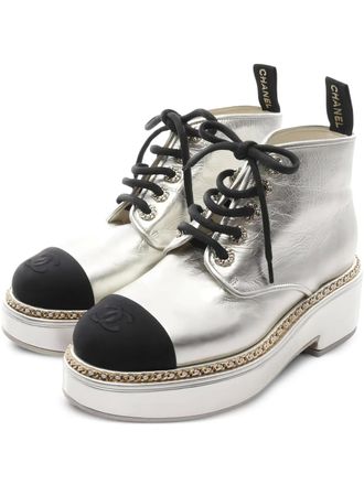 Chanel 1986-1988 toe-cap boots - Silver