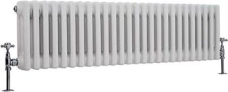 No Brand No Brand - Hudson Reed Regent - Radiador Con Columnas Tradicional En Estilo Hierro Fundido Horizontal Con Columnas Triples 300mm X 1190mm En Blanco