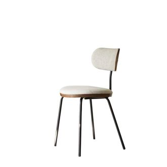 Tikamoon Silla de roble oscuro macizo, tela gris y metal