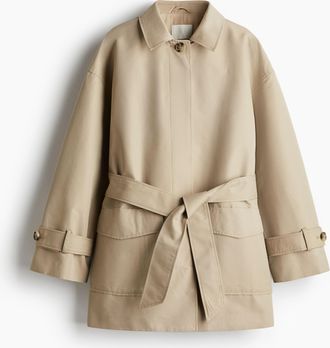 H&M Tie-belt twill jacket - Beige