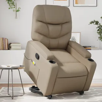 vidaXL Vidaxl - Sill&oacute;n Reclinable Masaje Pie Cuero Artificial Color Capuchino