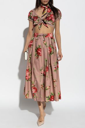 Dolce & Gabbana Floral Motif Skirt, Womens, Pink