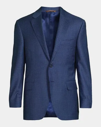 Canali Micro-Plaid Wool Business Sport Coat