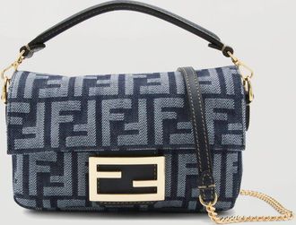 Fendi Borsa Baguette Fendi in denim con monogram FF jacquard