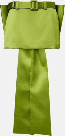 Self Portrait Belted bow-detail satin miniskirt