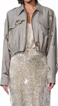 Greylin Brielle Sequin Embroidered Jacket In Taupe