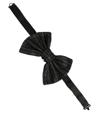 Dolce & Gabbana Pinstripe Silk Bow Tie - Black