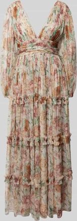 Lace & Beads Abendkleid mit R&uuml;schen in Altrosa, Gr&ouml;&szlig;e M