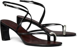 Tory Burch Strappy Sandal in Perfect Black /Silver at Nordstrom, Size 10
