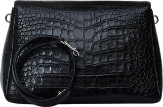 Tory Burch Eleanor Croco-reli&euml;f Schoudertas - Dames - Schoudertassen - Zwart - ONE Size - Leer - Tassen