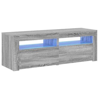Berkfield Home TV Cabinet with LED Lights Grey Sonoma 120x35x40 cm | Size: 120 x 35 x 40 cm