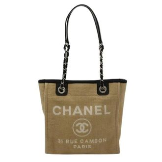 Chanel Bolso tote 2way Pre-owned Deauville de lona y cuero - Pre-owned - Mujer - Beige - ONE SIZE