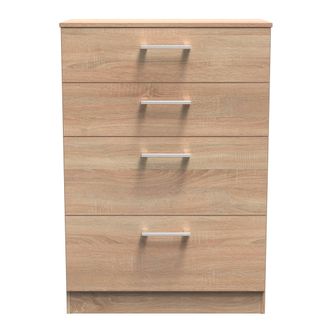 Welcome Furniture Denver Ready Assembled Chest Of Drawers with 4 Drawers - Oak - Welcome Furniture | TJ Hughes