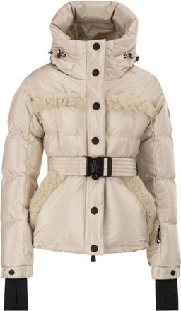 Moncler Mondim Jacket - Dames - Ski Jassen - Beige - M - Leer - Fitness