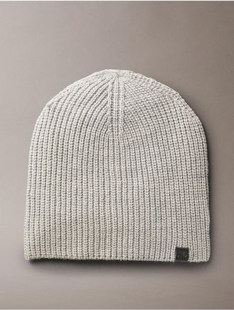 Calvin Klein Mens Ribbed Solid Beanie - Grey