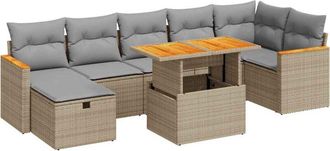 vidaXL Juego De Sof&aacute;s Jard&iacute;n Con Cojines 5 Pzas Rat&aacute;n Sint&eacute;tico Beige Vidaxl