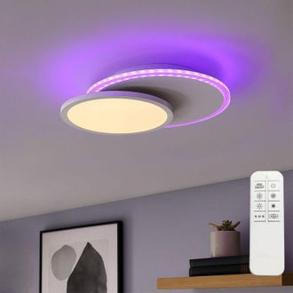 Leuchten Direkt Lampada da soffitto Plafoniera LED telecomando dimmerabile cambio colore retroilluminazione CCT switching, metallo, 18W 2000lm 2700-5000K, LxLxH