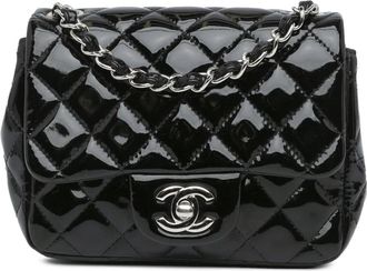 Chanel Pre-owned Mini Square Classic Patent Single Flap Bag - Dames - Vintage Schoudertas - Zwart - ONE Size - Leer - Vintage