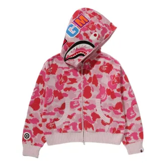 A Bathing Ape Camo Towel Jacquard Shark Full Zip Hoodie Pink 1M30-215-304-PNK