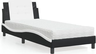 vidaXL Vidaxl - Cama Con Colch&oacute;n Cuero Sint&eacute;tico Negro Y Blanco 100x200 Cm