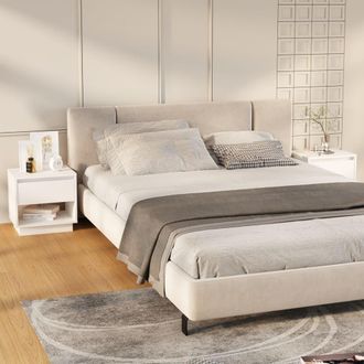 vidaXL Mesitas De Noche 2 Uds Madera Contrachapada Blanco 45x34x44 Cm Vidaxl