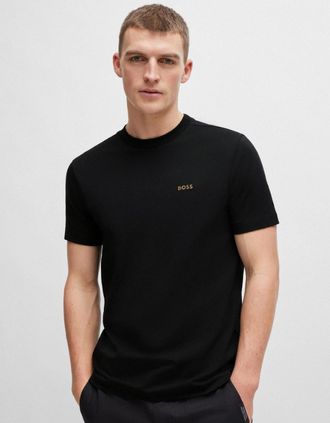 HUGO BOSS Mens BOSS Green Tee Mens Stretch Cotton T-Shirt with Contrast Logo NOS - Black 002 - Size: 44