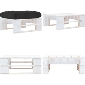 vidaXL Ottomana da Giardino Pallet in Legno di Pino Impregnato Bianco - Poggiapiedi in legno - Set da salotto