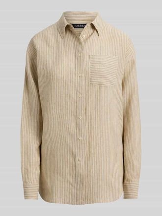 Lauren Ralph Lauren Relaxed Fit Langarmbluse aus reinem Leinen in Beige, Gr&ouml;&szlig;e XL