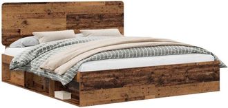 vidaXL Bed Frame with Headboard Old Wood 200 x 200 cm Solid Pine Wood vidaXL