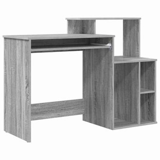 Berkfield Home Desk with Storage Grey Sonoma 120.5x44x88.5 cm Engineered Wood