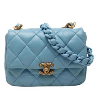 Chanel Pre-owned Crossbody Tas - Dames - Vintage Schoudertas - Blauw - ONE Size - Leer - Vintage