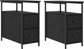vidaXL Vidaxl - Bedside Cabinet 2 pcs Black oak 30 x 60 x 60 cm Engineered wood