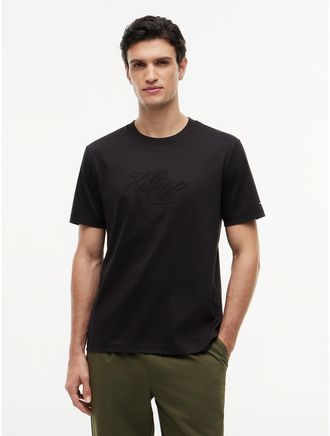 Tommy Hilfiger Mens Embroidered Rope Logo Interlock T-Shirt - Black - L