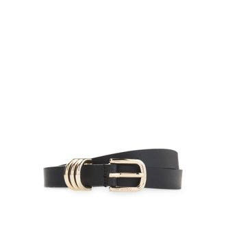 HUGO BOSS Italian leather belt with gold-tone hardware