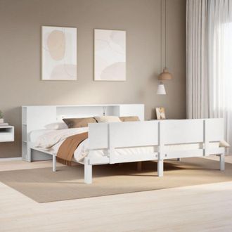 vidaXL Vidaxl - Cama Con Estanter&iacute;a Sin Colch&oacute;n Madera Maciza Blanca 180x200 Cm