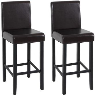 Hhg Coppia sgabelli alti bar lounge eleganti con poggiapiedi Vicenza pelle marrone gambe scure